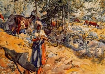 卡爾 拉爾森 The Cowgirl in the meadow 卡爾 拉爾森 The Cowgirl in the meadow